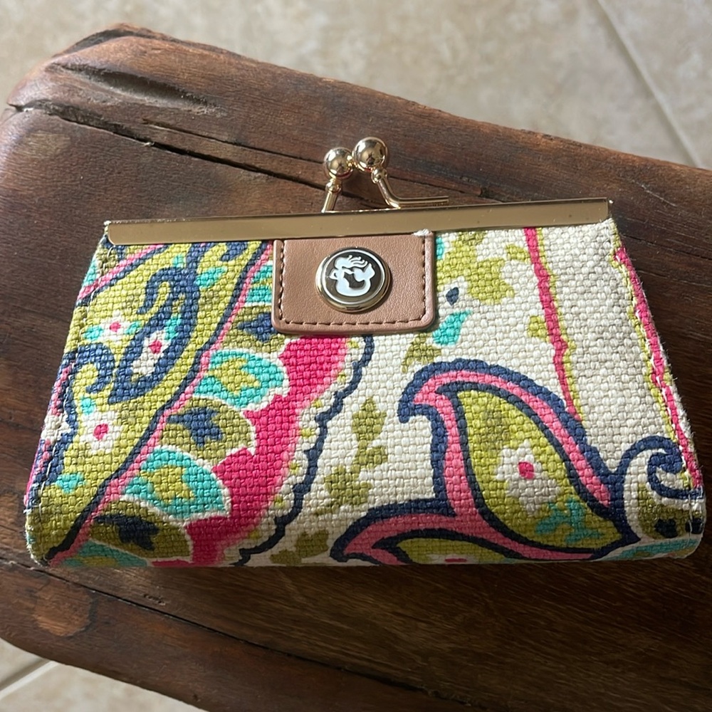 Spartina 449 Linen coin purse with Gold‎ Kiss Lock